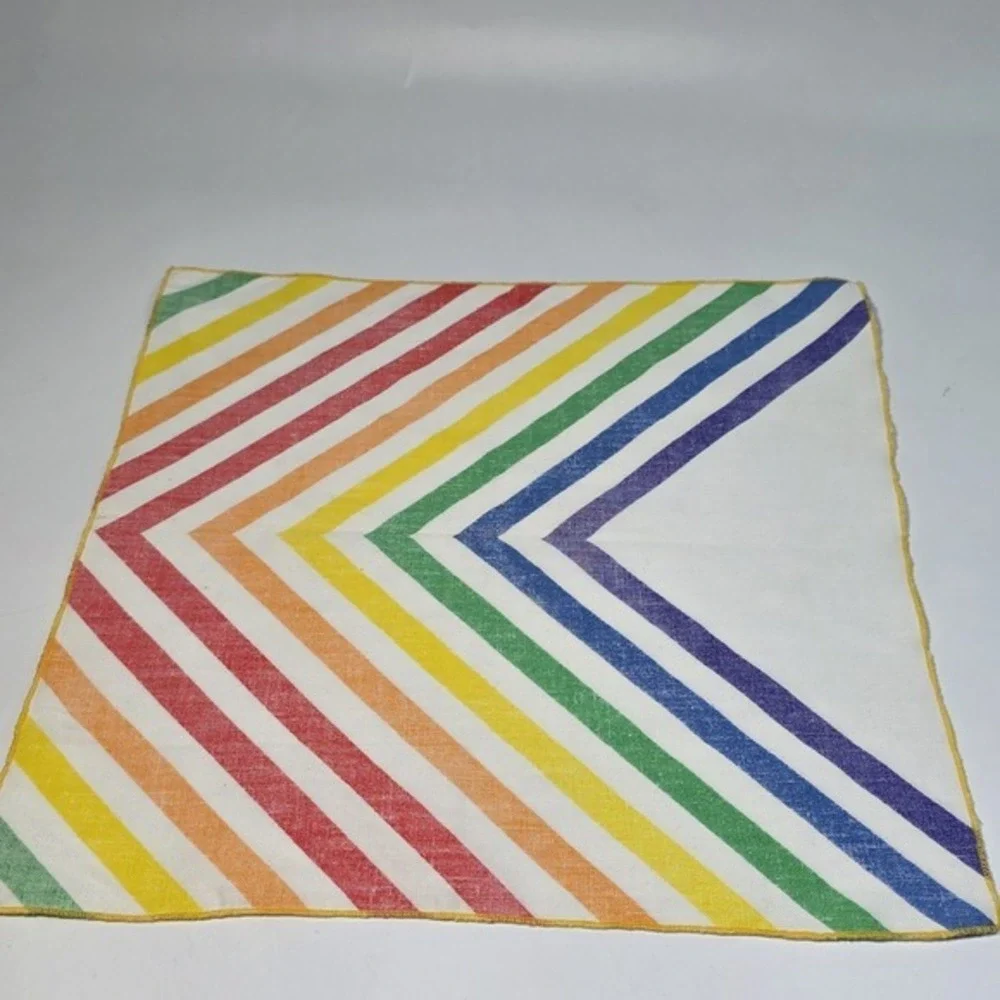 Vintage 60's Linen Napkin,‎ Wall Hanging, Decor, Bright Rainbow Pride Retro